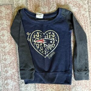 Girls New England Patriot football Long Sleeve sweatshirt - Navy and Gray Xs/4-5